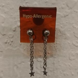 🌟2/$10 Vtg Silvertone Star Dangle Stud Earrings🌟